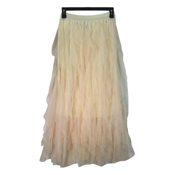 Strut & Bolt Cream Tiered Tulle Maxi Skirt Ruffle Mesh NWT Fairycore Size Small - Picture 8 of 14